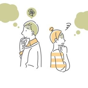 悩む夫婦のイラスト