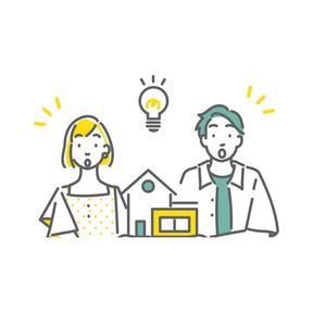 実家や土地について考える夫婦のイラスト